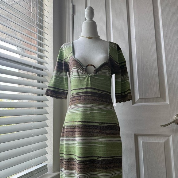 Veronica Beard Kante Knit Green and Brown Dress - Picture 2 of 7